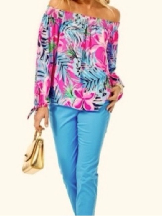 Tops - Lilly Pulitzer MaryEllen Cockatoo Pink off shoulders top Size XL